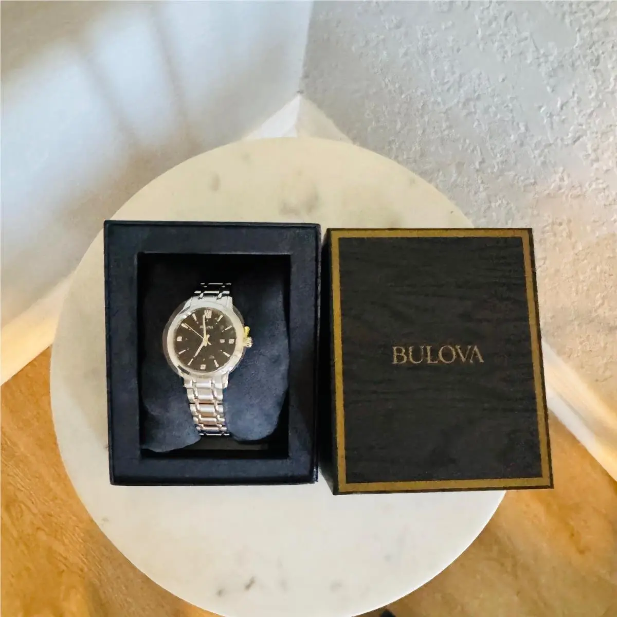 Bulova Women`s Classic Stainless Steel Black Diamond Accent Women`s Watch