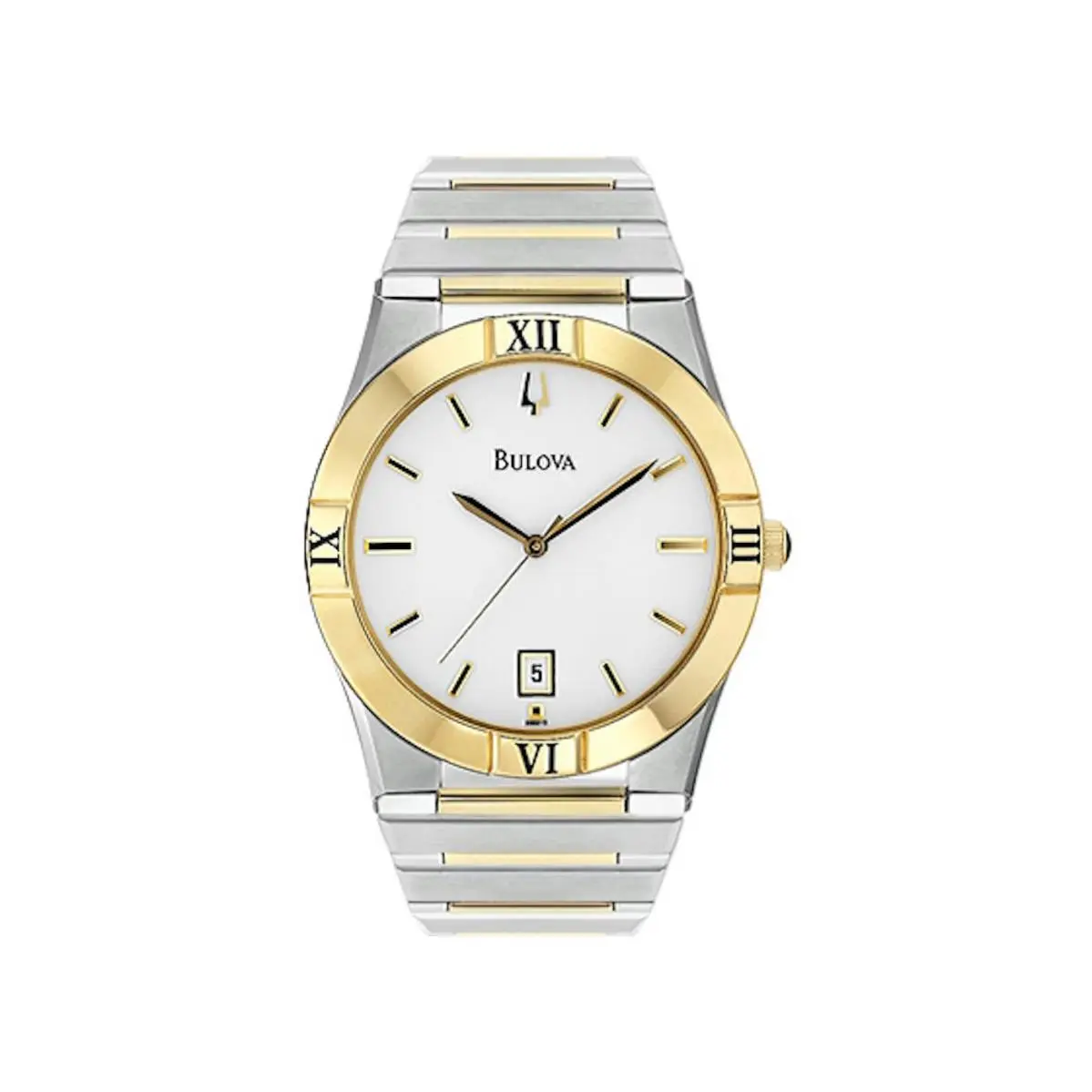 Bulova Men`s Watch Stainless Steel Two Tone Dial White 98B015