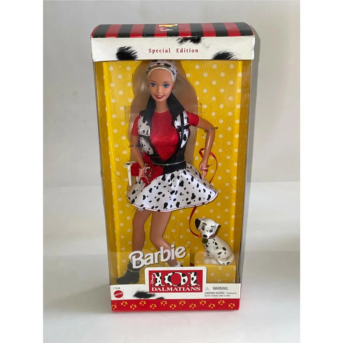 1997 101 Dalmatians 12 Barbie Doll with Dog Long Blonde Hair Mattel 17248