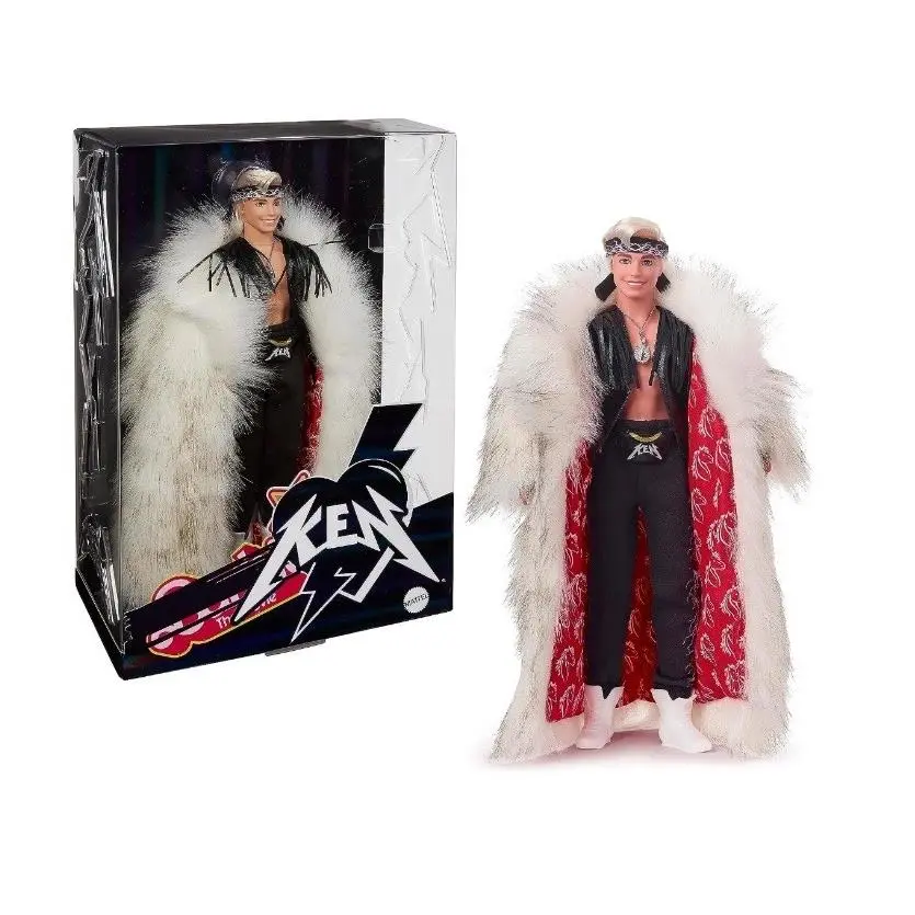 Mattel Barbie The Movie Collectible Ken Doll Wearing Big Fur Coat