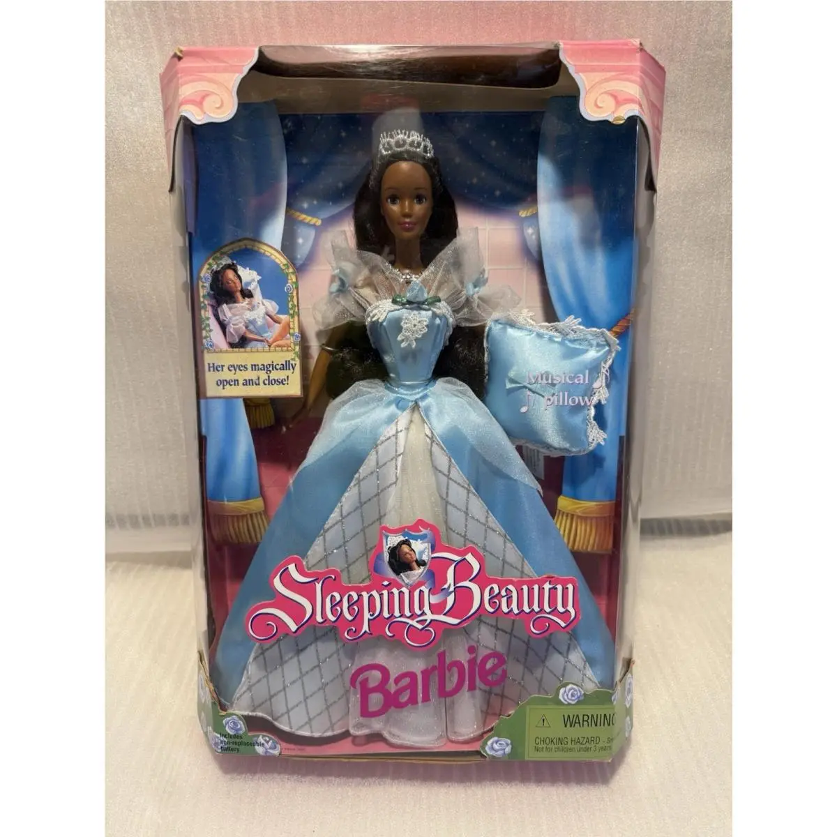 Sleeping Beauty Barbie Doll 1998 Mattel Musical Pillow Nrfb Vintage