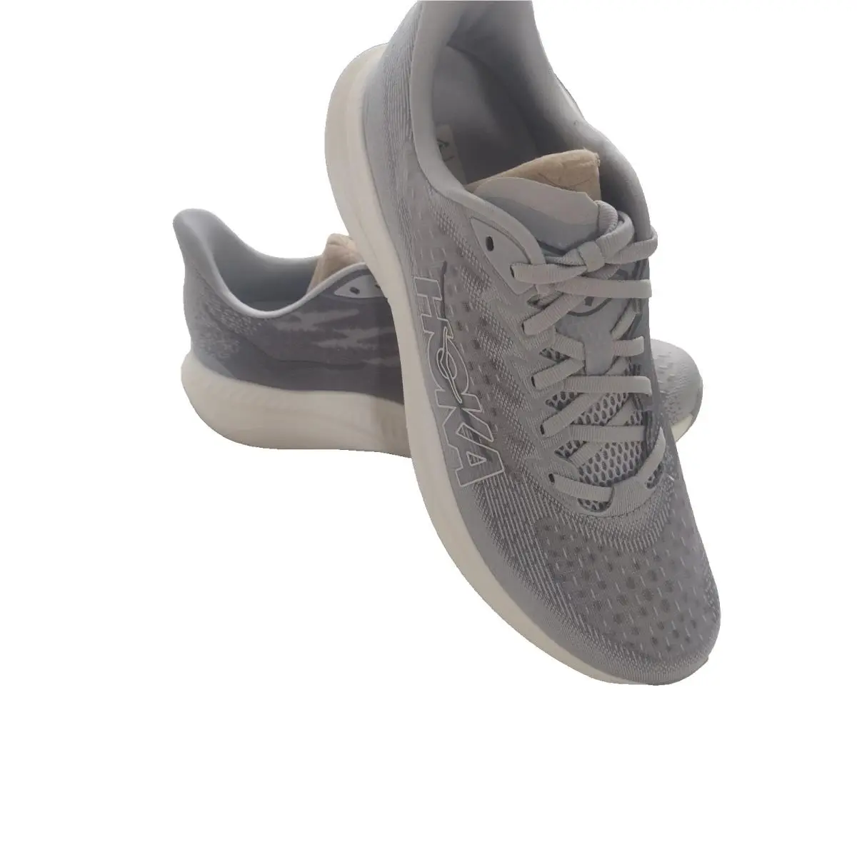 Hoka Men`s One One Mach Stardust Gray White Sneaker Size 12.5D