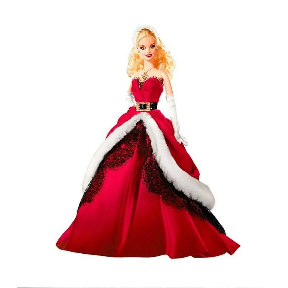 Mattel 2007 Holiday Barbie Beautiful Red Crimson Gown Blond Hair Nrfb