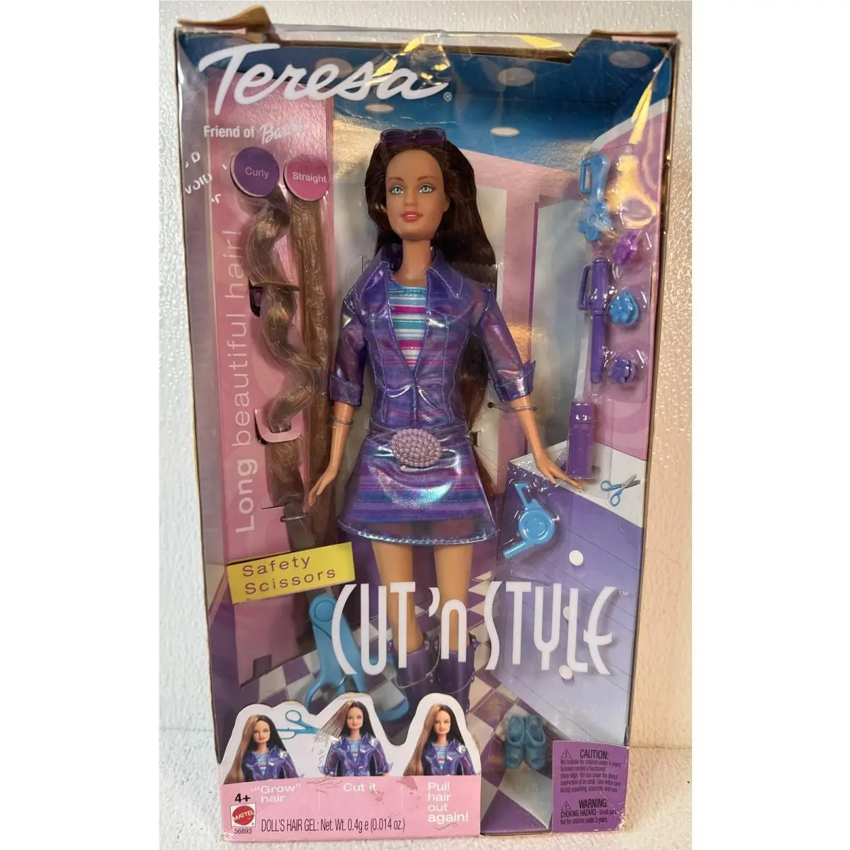 2002 Cut `N Style Teresa Barbie Friend Of Barbie Grow Cut Hair - Mattel 56893