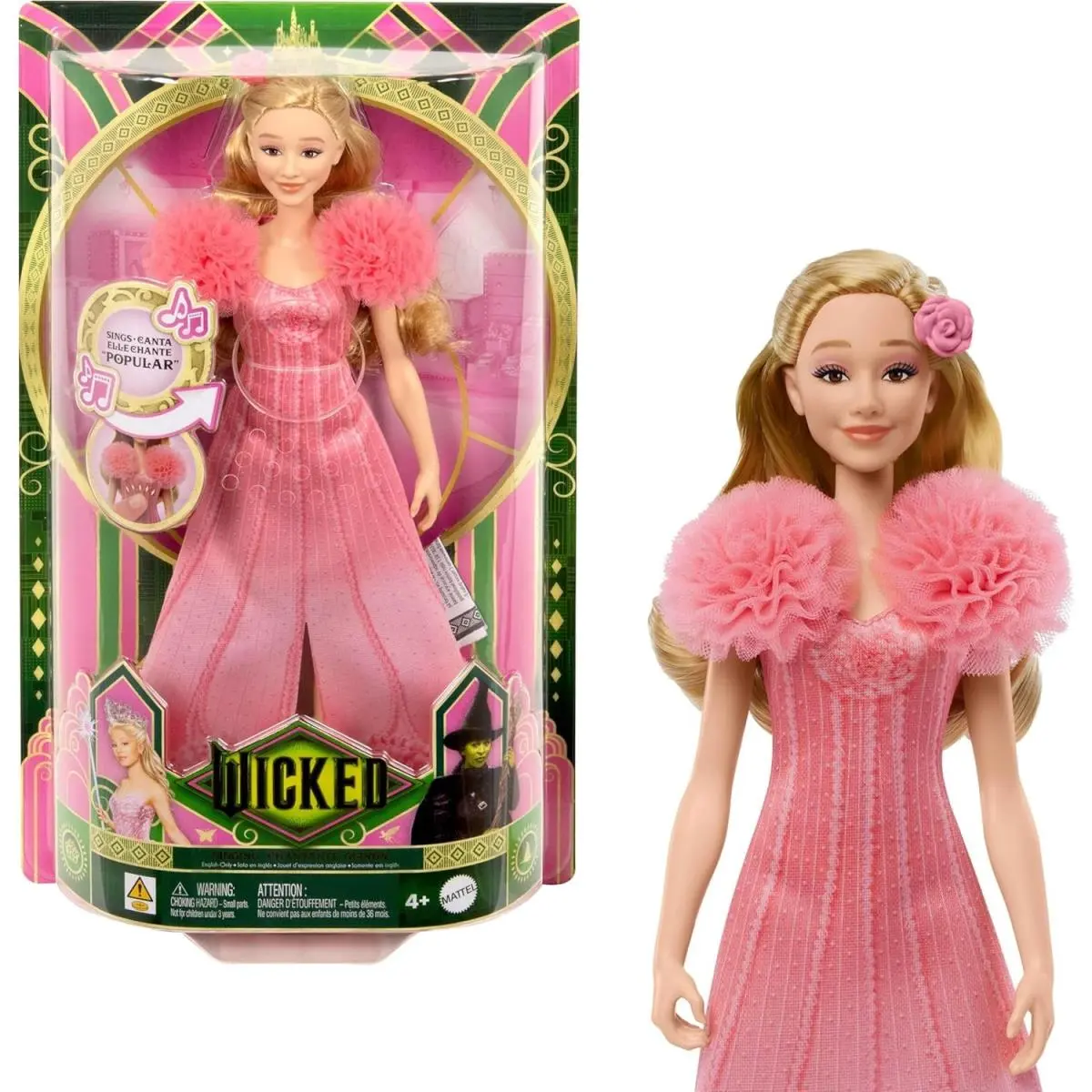Mattel Wicked Singing Glinda Fashion Doll Accessories Posable