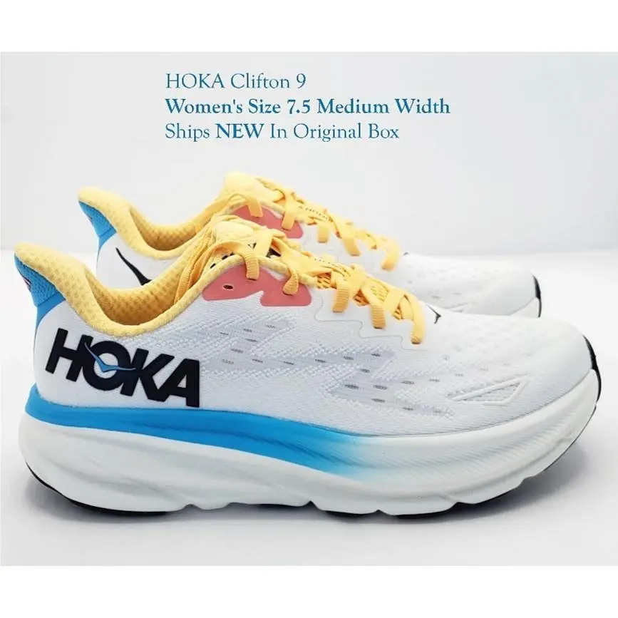 Hoka Womens Size 7.5 Medium Width Clifton 9 Running Shoes White