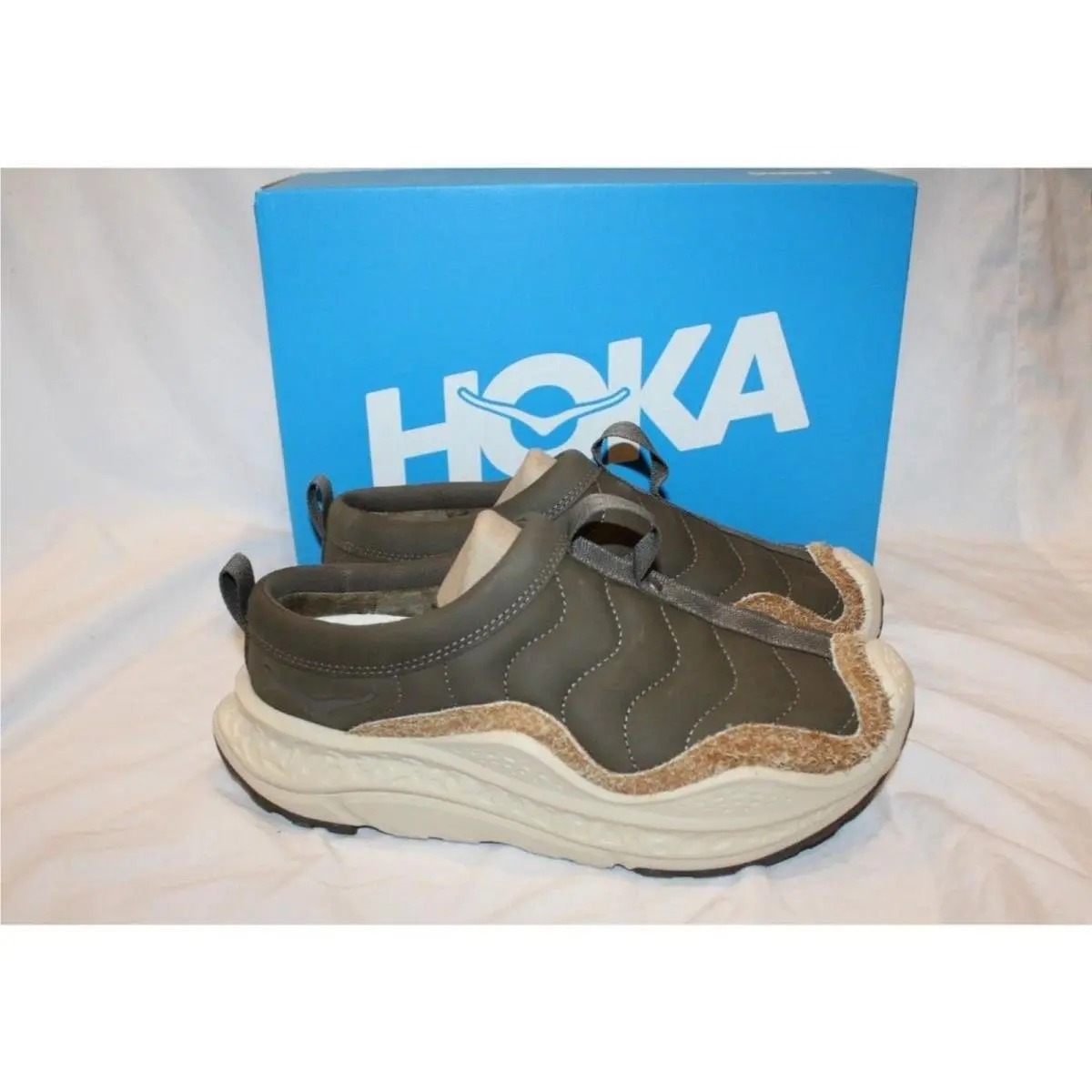 Hoka Shoes Unisex M 10.5 W 11.5 Ora Primo TP Moss Green Quilted Slip On Recovery