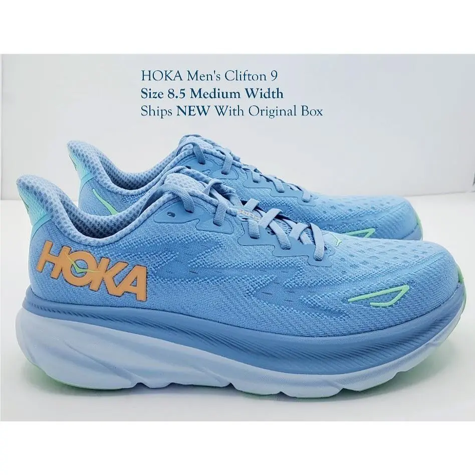 Hoka Men`s Size 8.5 Medium Width D Clifton 9 Running Shoes Blue