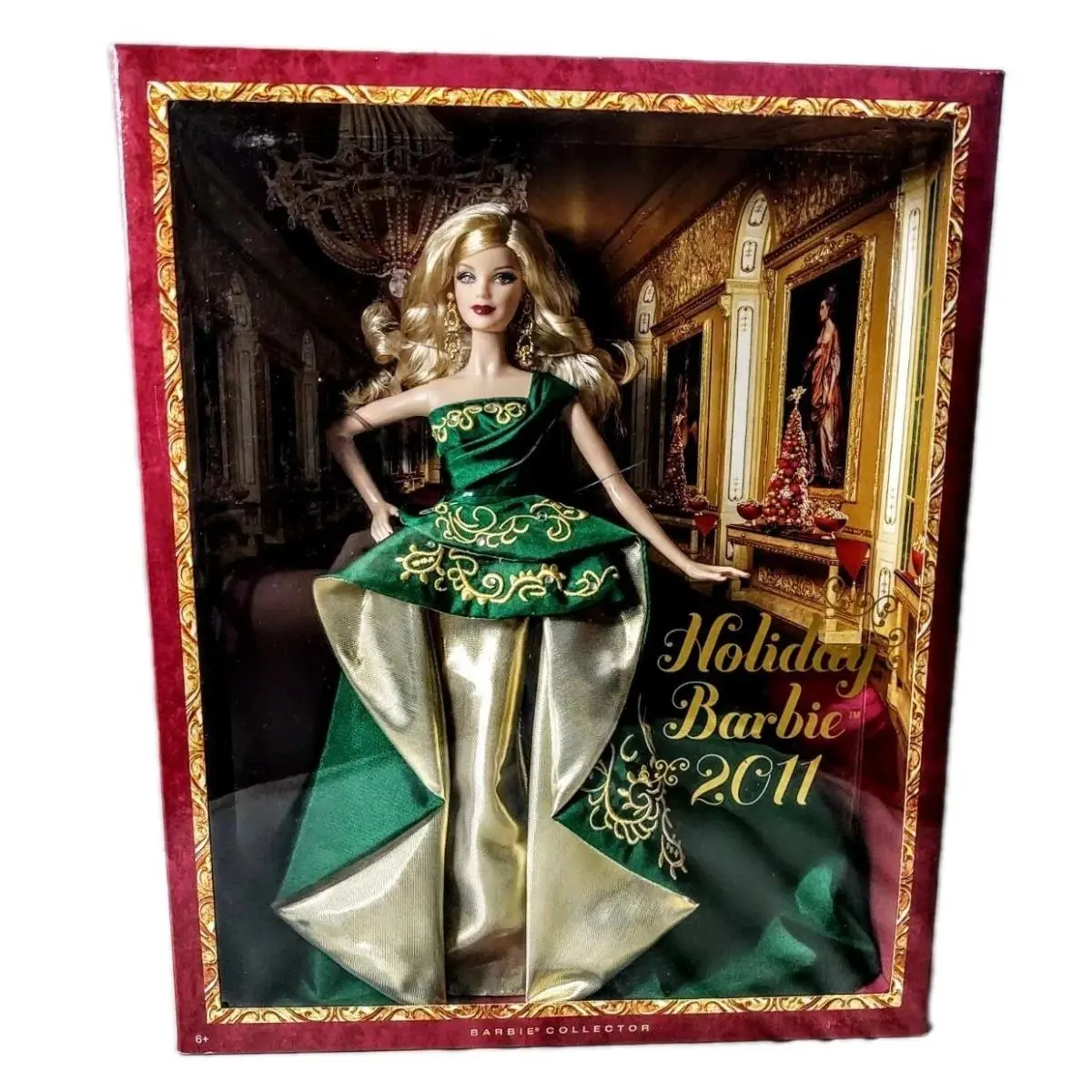 2011 Holiday Barbie 11.5 Fashion Doll 1:6 Green Dress Christmas Blonde Nrfb