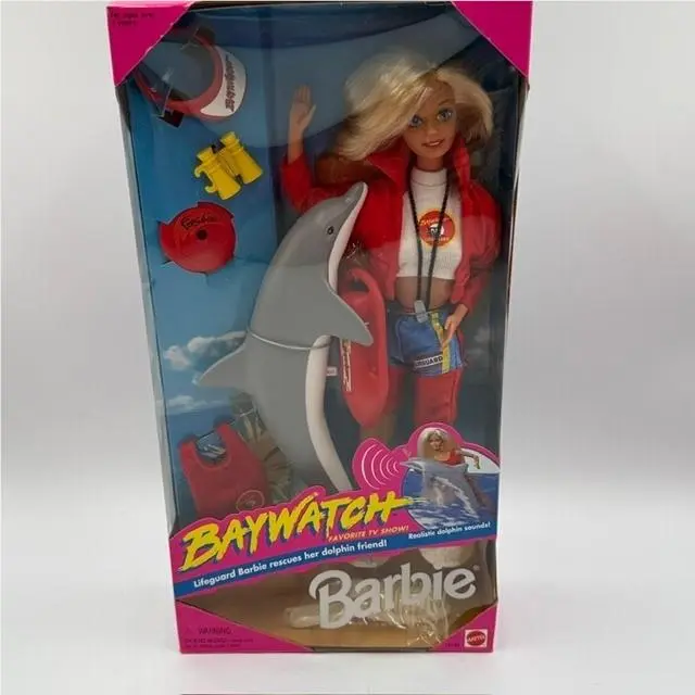 Vintage 1994 Baywatch Lifeguard Barbie Doll with Dolphin Mattel 13199