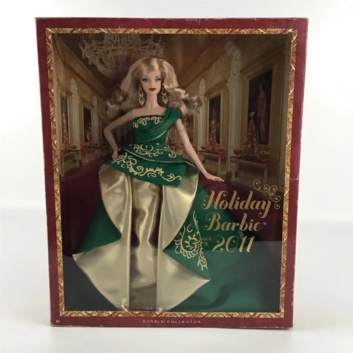 Barbie 2011 Holiday Barbie Fashion Doll Green Gold Gown Collectible Toy Mattel