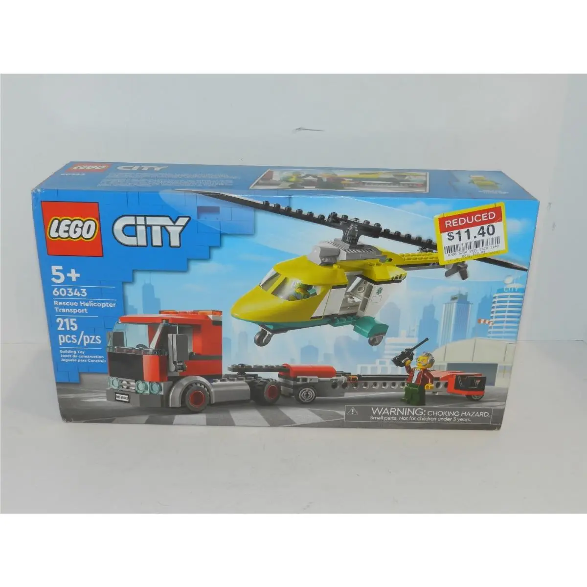 60343 Rescue Helicopter Transport Truck Semi Lego City Town Legos Set