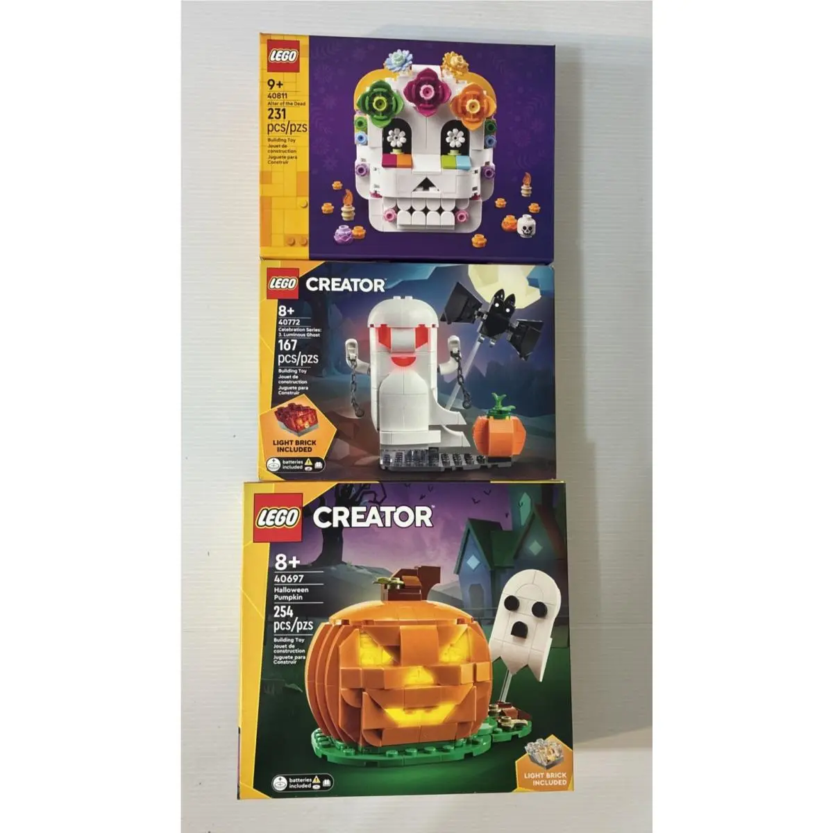 Lego 40697 Halloween Pumpkin + 40772 Luminous Ghost + 40811 Altar of The Dead