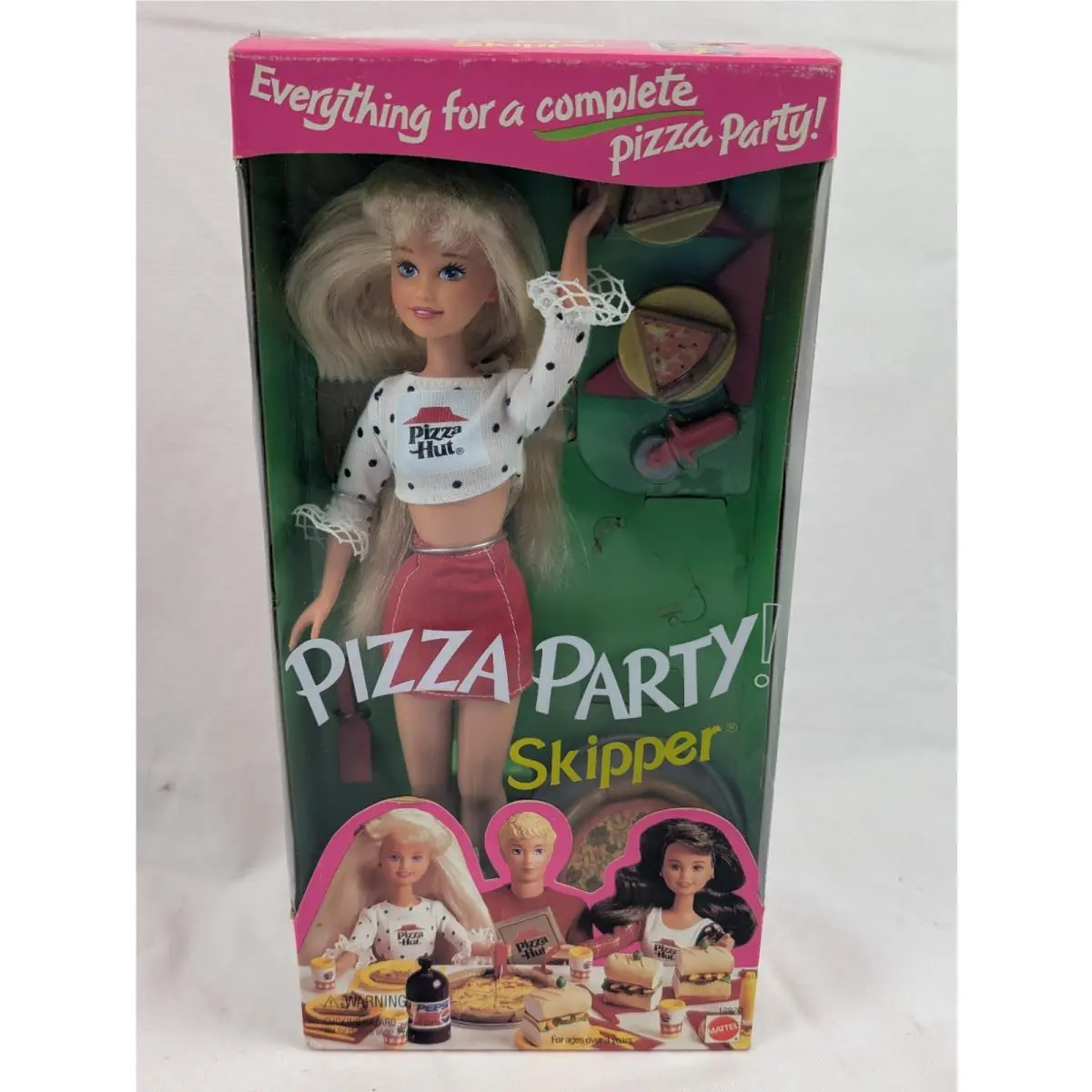 Vintage 1994 Pizza Party Skipper Barbie Pizza Hut Mattel 12920 Nrfb Complete