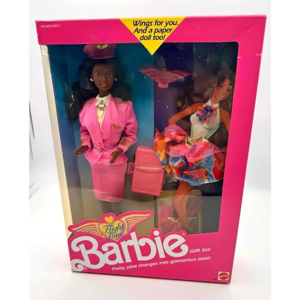 Mattel1989 Flight Time African American Barbie Gift Set Christie Face Nrfb