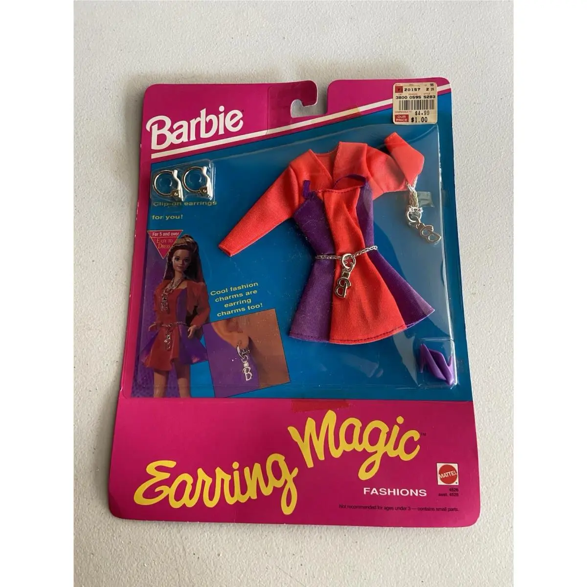 Vintage 1992 Barbie Earring Magic Fashions Clothing Outfit 4526
