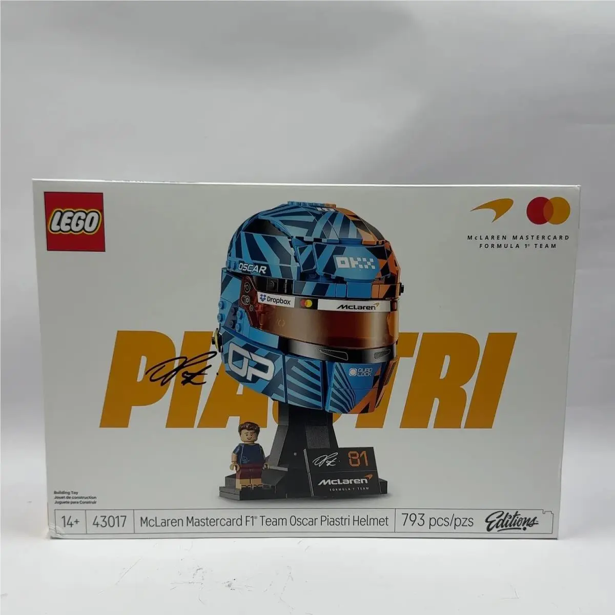 Lego Team Oscar Piastri Helmet 43017 Mclaren Mastercard F1 Team