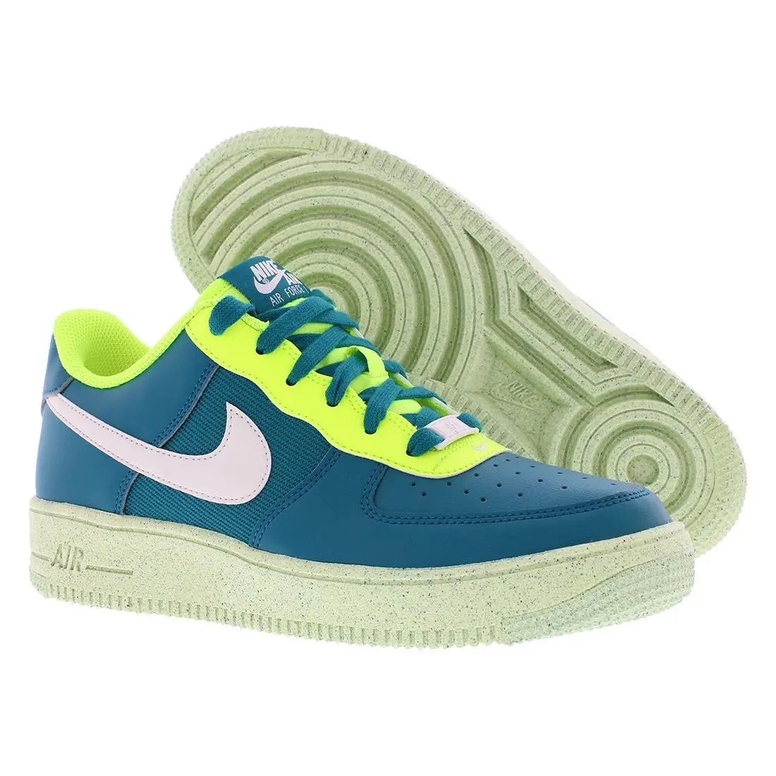 Nike Air Force 1 Crater Next Nature Leather GS Boys Shoes - Bright Spruce/Phantom/Volt, Main: Blue