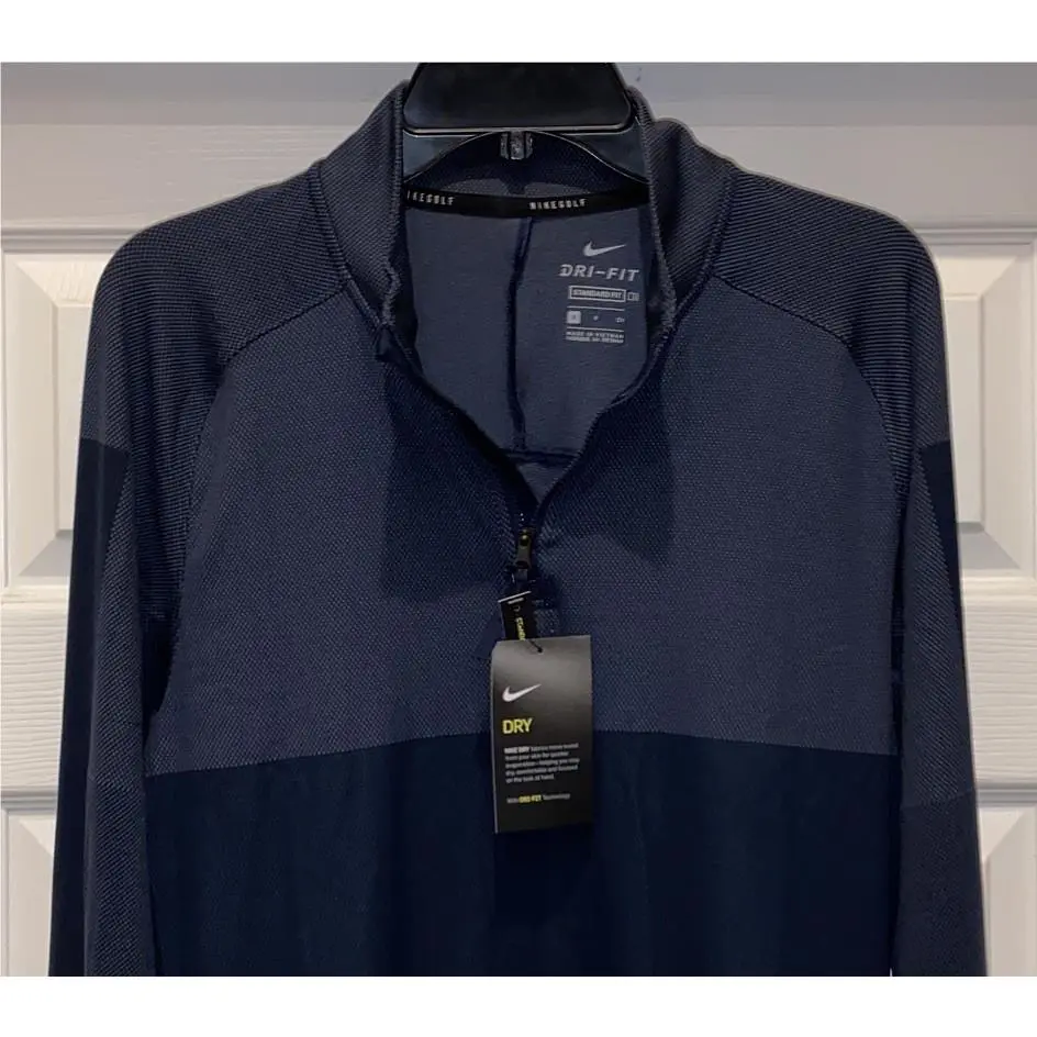 Nike clothing - NIKE Dri Fit Vapor 1/2 Zip Golf Pullover Obsidian Blue L/S Shirt - CU9828 - Blue 13