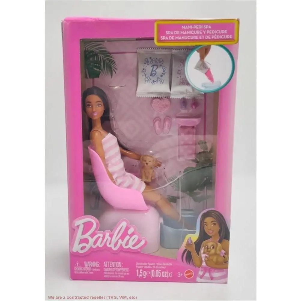 Barbie Mani-pedi Spa Playset w/ Brunette 11 Doll Puppy 7 Acc See Details