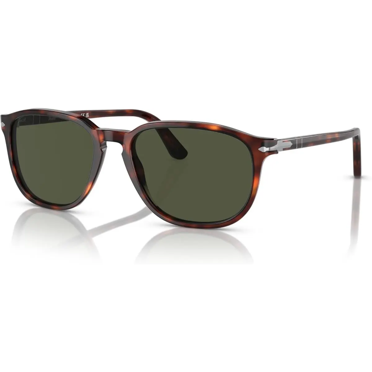 PO3019S 2431 52mm Sunglasses Havana / Dark Green Solid Lens by Persol