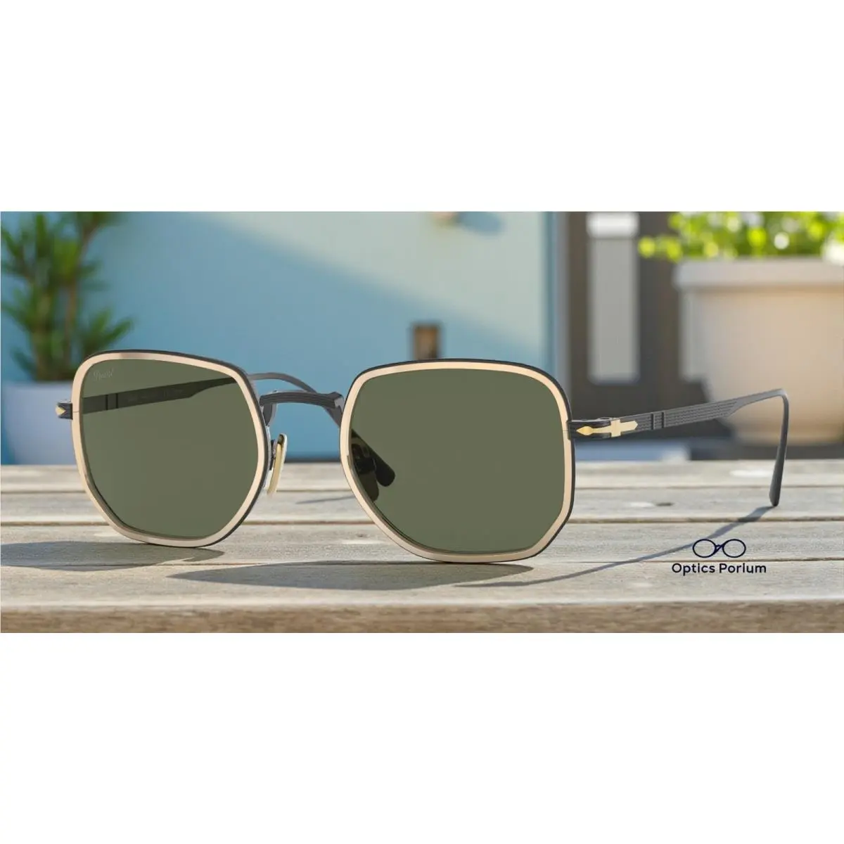 PO5006ST 800831 Pillow Black Gold Green 47 mm Unisex Sunglasses by Persol