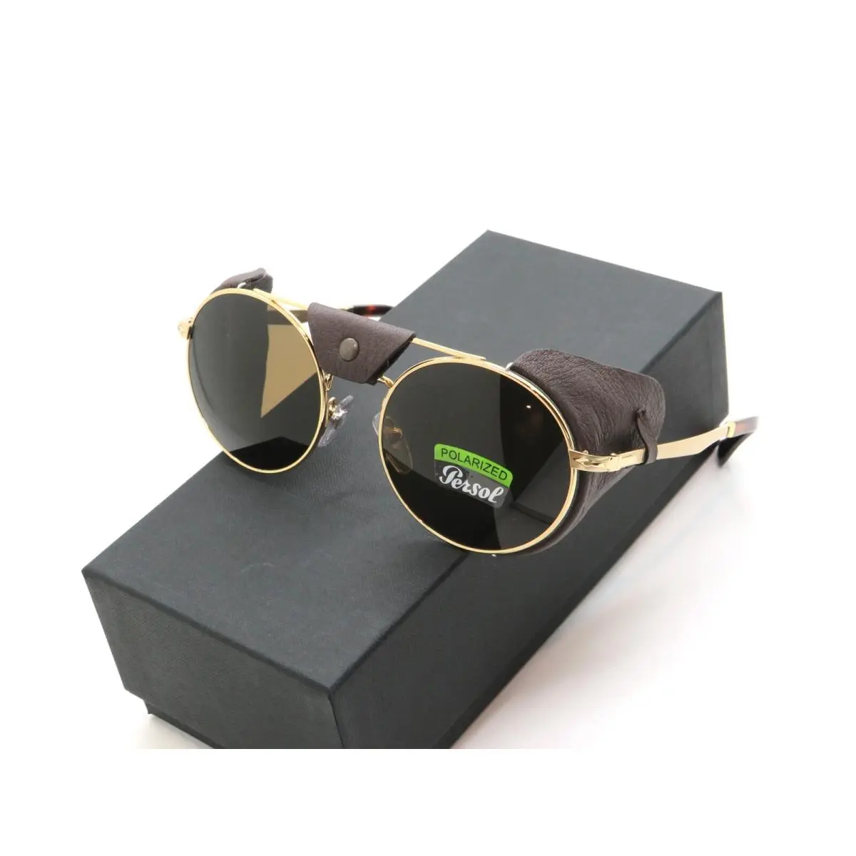 PO 2496SZ 1140/57 Gold-brown Leather/brown Polarized 52mm Sunglasses by Persol