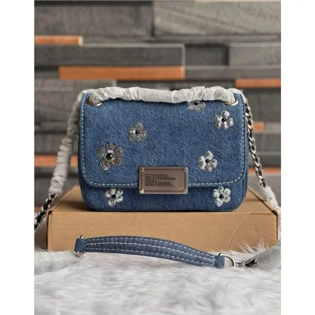 Marc Jacobs Small Daisy Sequin Shoulder Bag Medium Denim Chain Strap
