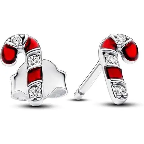 Sparkling Red Candy Cane Stud Earrings 292996C01 by Pandora