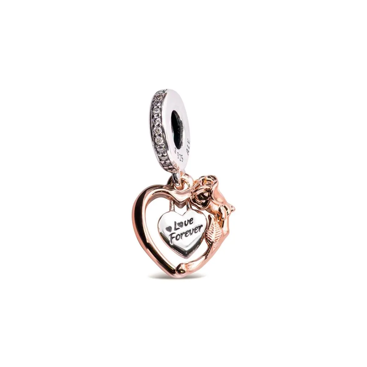 People Heart Rose Flower Dangle Charm - 789290C01 by Pandora