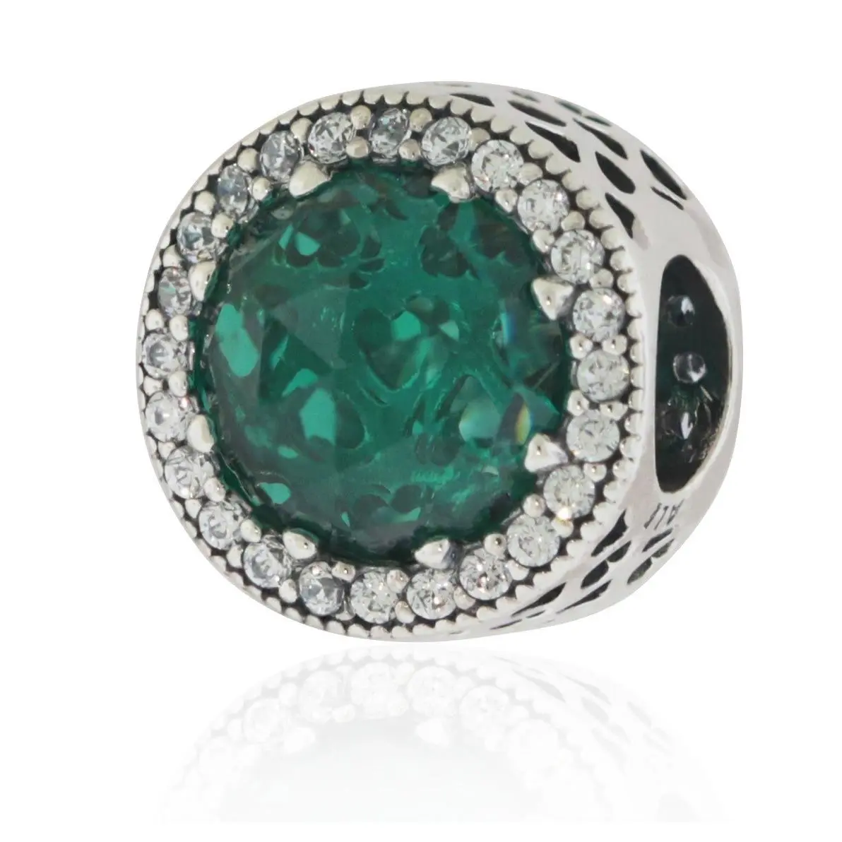 Silver Radiant Hearts Green CZ Bead - 791725NSG by Pandora