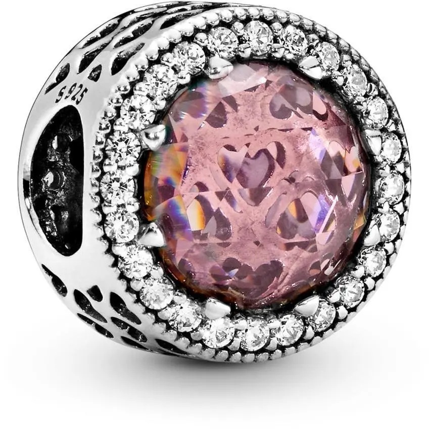 Radiant Hearts Charm - Blush Pink Crystal Clear CZ - 791725NBP by Pandora