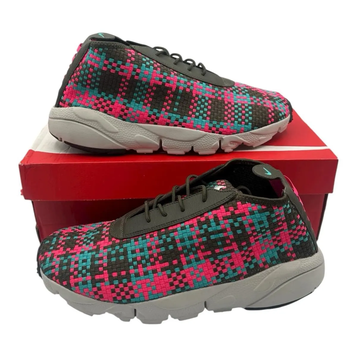 Nike Air Footscape Desert Chukka Shoes Mens 9 Pink/hyper Jade Woven 652822 300 - Pink