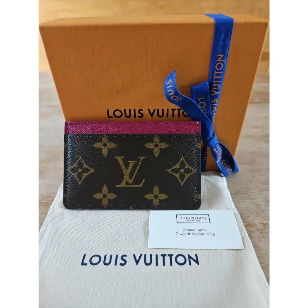 LV Fuchsia Pink Card Holder M60703 Monogram Wallet by Louis Vuitton