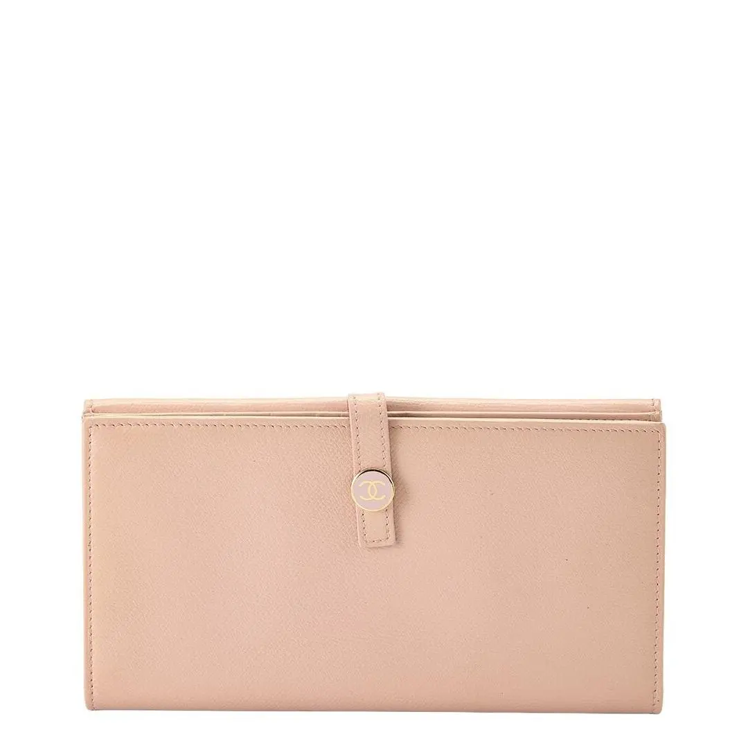 Chanel Pink Calfskin Leather Long Wallet Pre-loved Women`s by Louis Vuitton