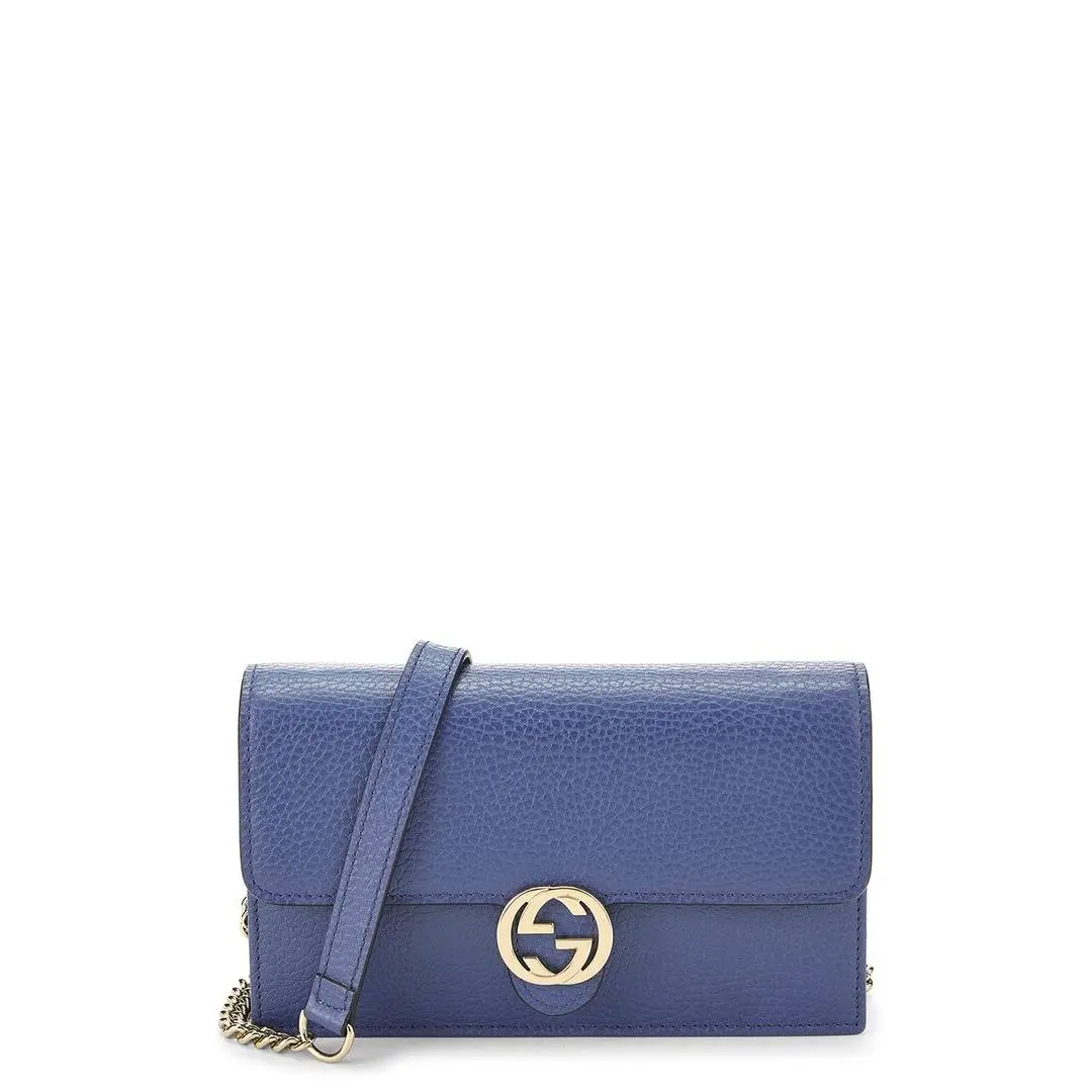Gucci Blue Leather Interlocking Chain Wallet Small Pre-loved Women`s by Louis Vuitton
