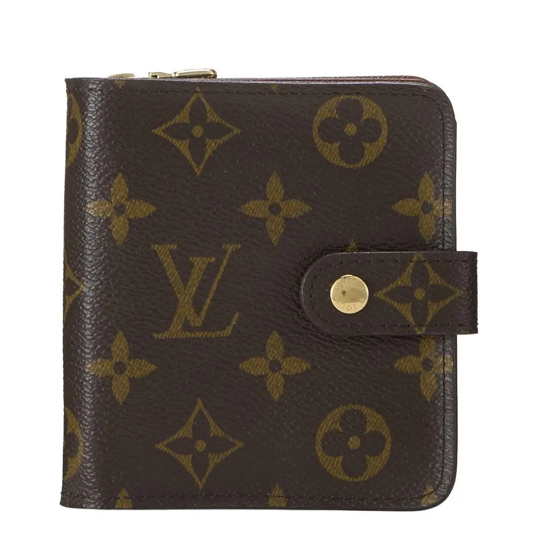 Brown Monogram Coated Canvas Compact Wallet Pre-loved by Louis Vuitton