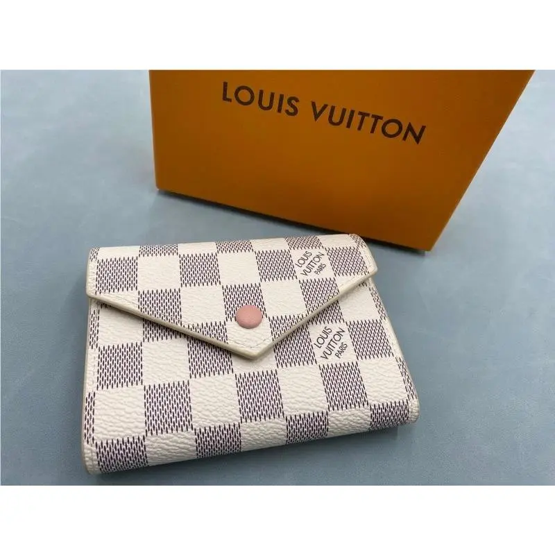 Victorine Compact Wallet Damier Azur Rose Ballerine Pink by Louis Vuitton
