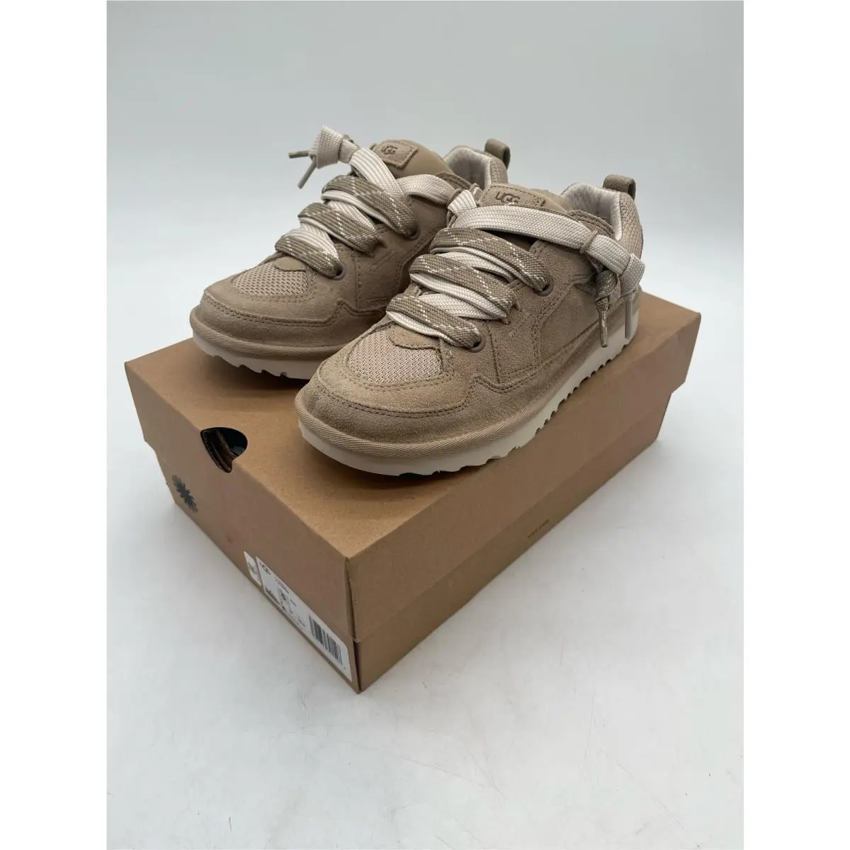Ugg Kid`s Lo Lowmel Sneakers - Tan/beige Size 5 Big Kid