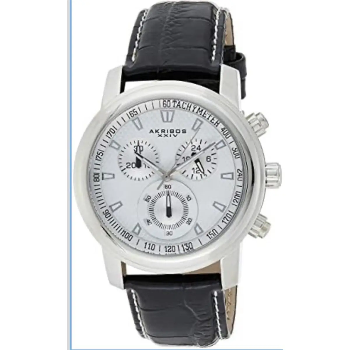 Akribos Xxiv Men’s Smart Chronograph Silver Black Crocodile Leather AK44SS