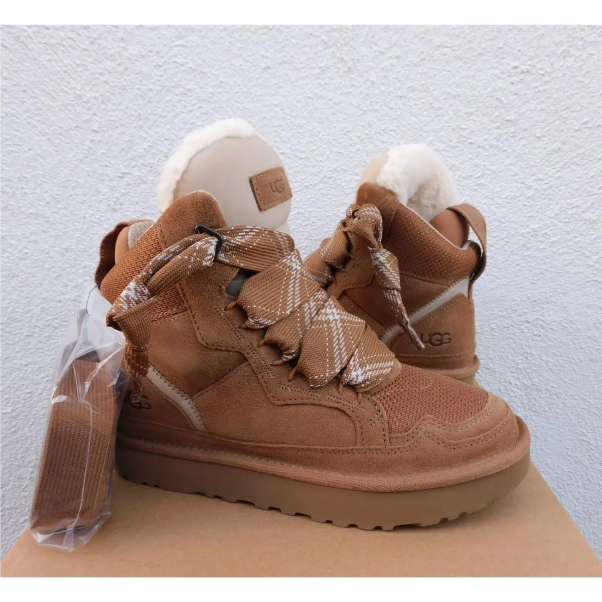 Ugg Chestnut Highmel Suede/ Wool High Top Sneaker Boots Women US 7/ Eur 38