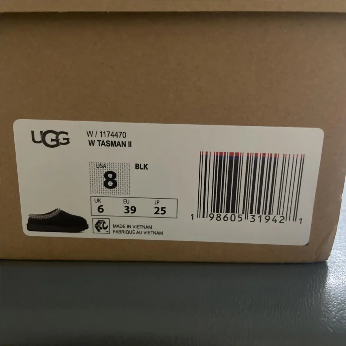 Ugg Women`s Tasman Black Women`s Shoes Suede Wool Slippers US 8