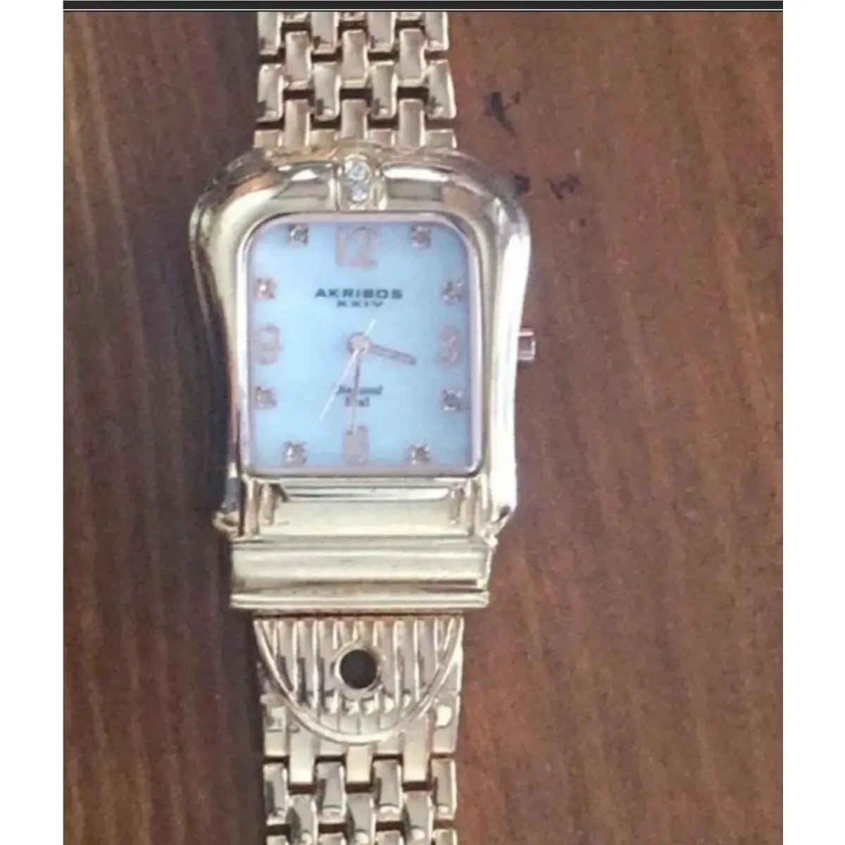 Akribos Xxiv Gold Plated Diamond Marker Womens Bracelet Watch