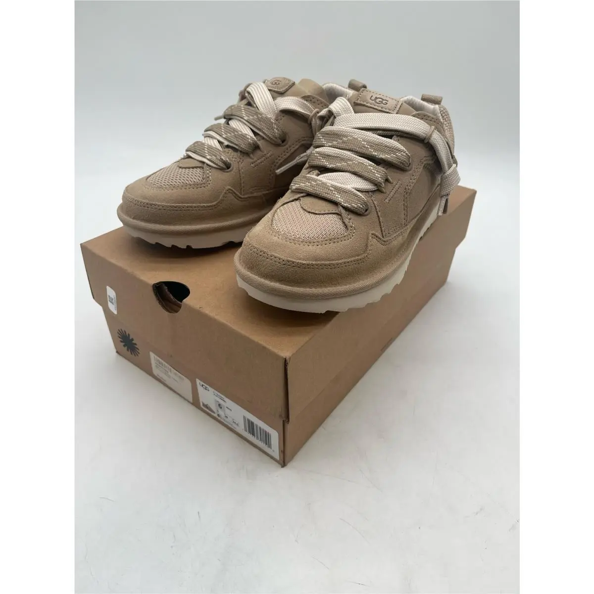 Ugg Kid`s Lo Lowmel Sneakers - Tan/beige Size 6 Big Kid
