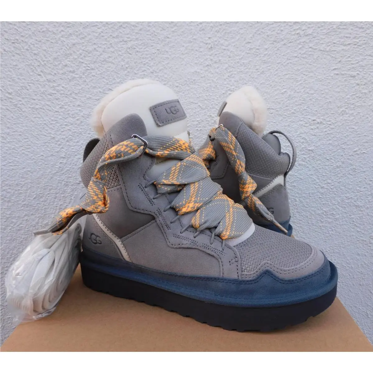 Ugg Cobble Grey Highmel Suede/ Wool High Top Sneaker Boots Women US 7/ 38