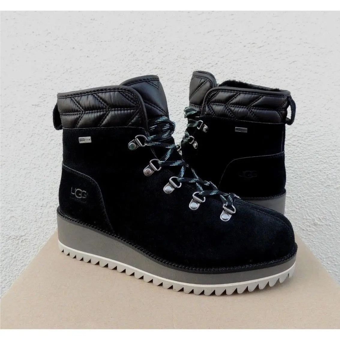 Ugg Birch Lace-up Waterproof Suede/ Sheepwool Wedge Boots US 6.5/ Eur 37.5