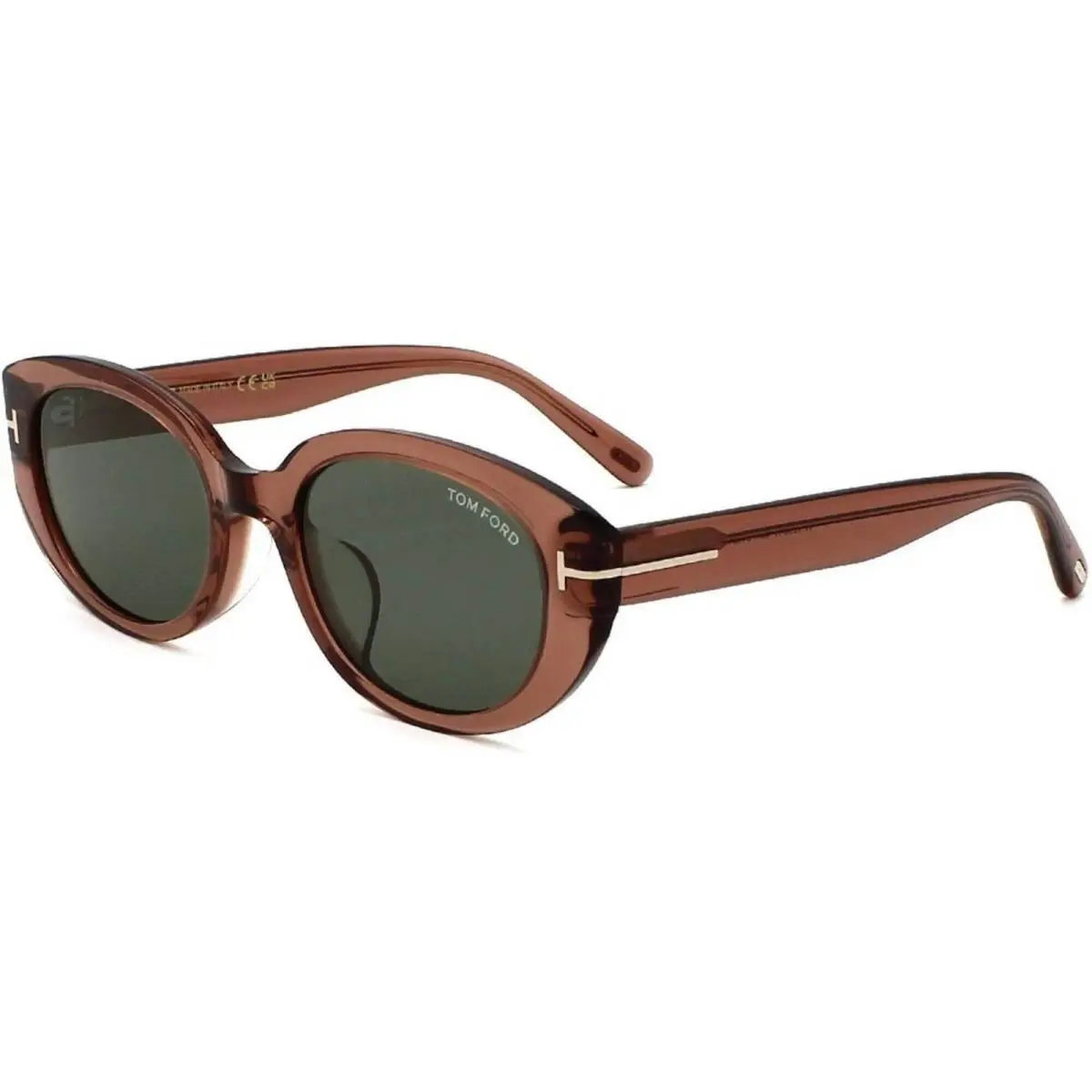 FT1296-K 48A Clear Brown Plastic Oval Sunglasses Women 54-21-140 by Tom Ford