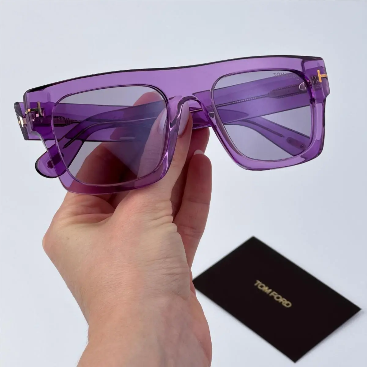 Women Sunglasses Transparent Violet Square FT0711/S Fausto 81Y by Tom Ford