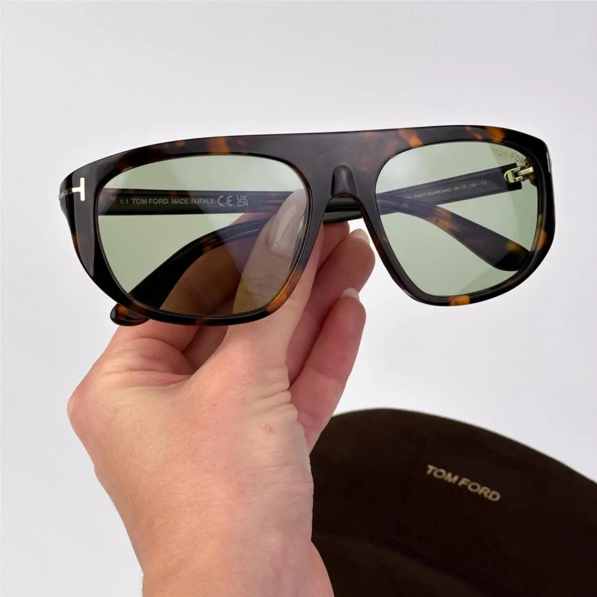 Women Sunglasses Havana Green Photochromic Aviator FT1002/S 52N by Tom Ford