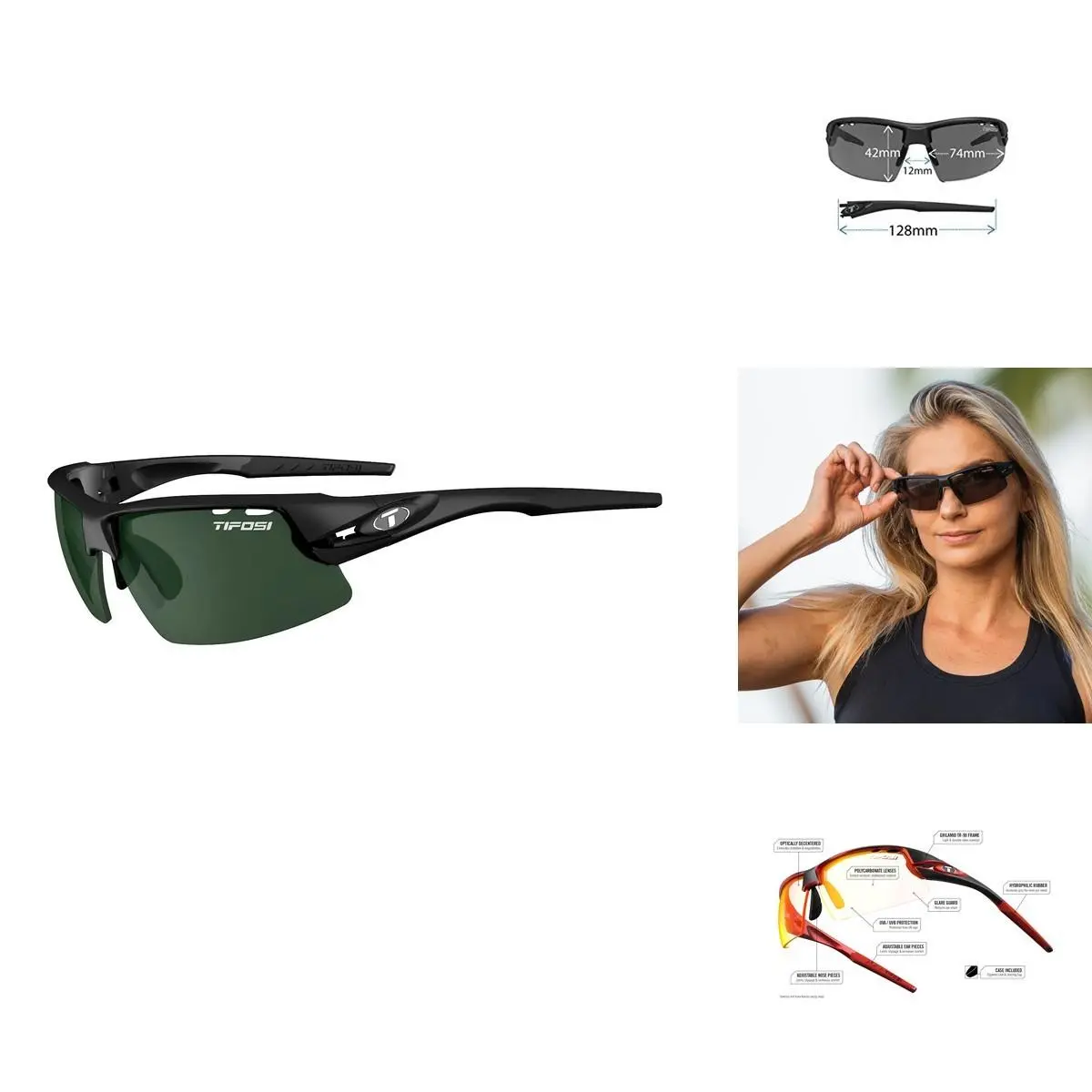 Tifosi Crit Enliven Golf Sunglasses - Matte Black with Enliven Golf Lenses
